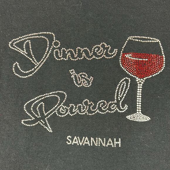 Dinner is Poured Wine Knit Short Sleeve Shirt in Black - Picture 2 of 4